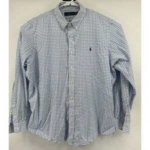 Polo Ralph Lauren Long Sleeve Button Down Shirt Blue White Checkered 2XL